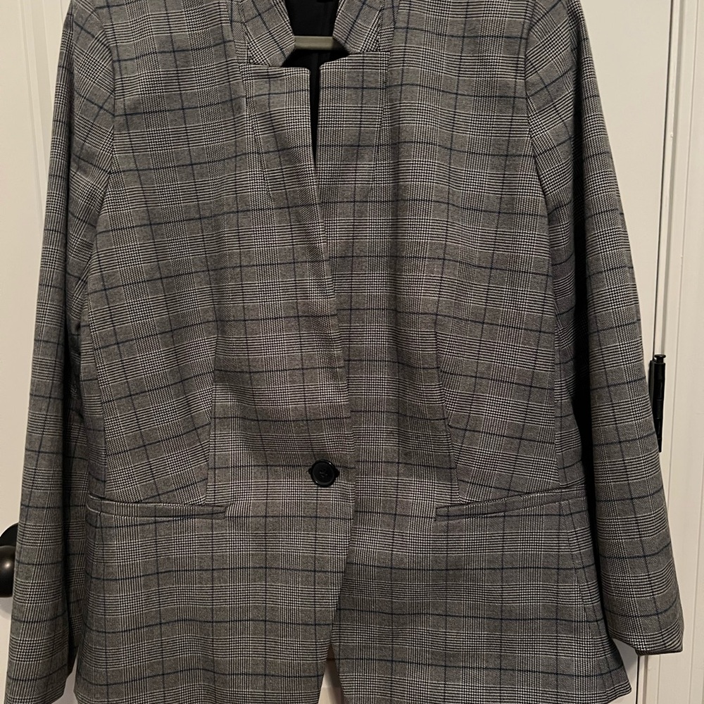 LOFT Gray Glen Plaid Blazer